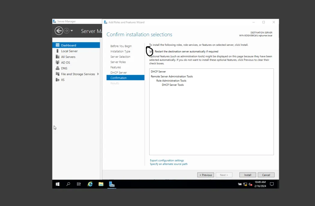 Step 2 - Confirm Installation Options