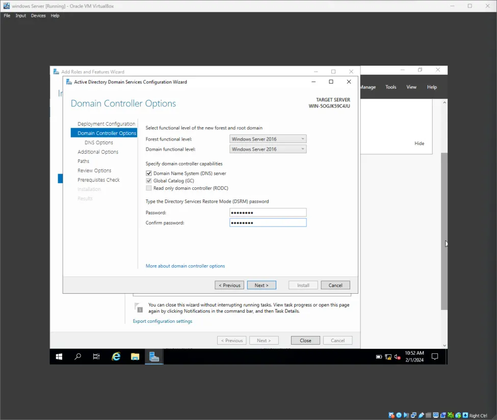 Step 12 - DC Options