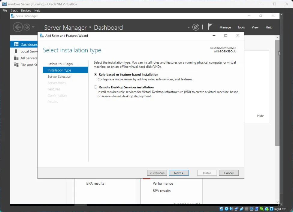 Step 2 - Installation Type